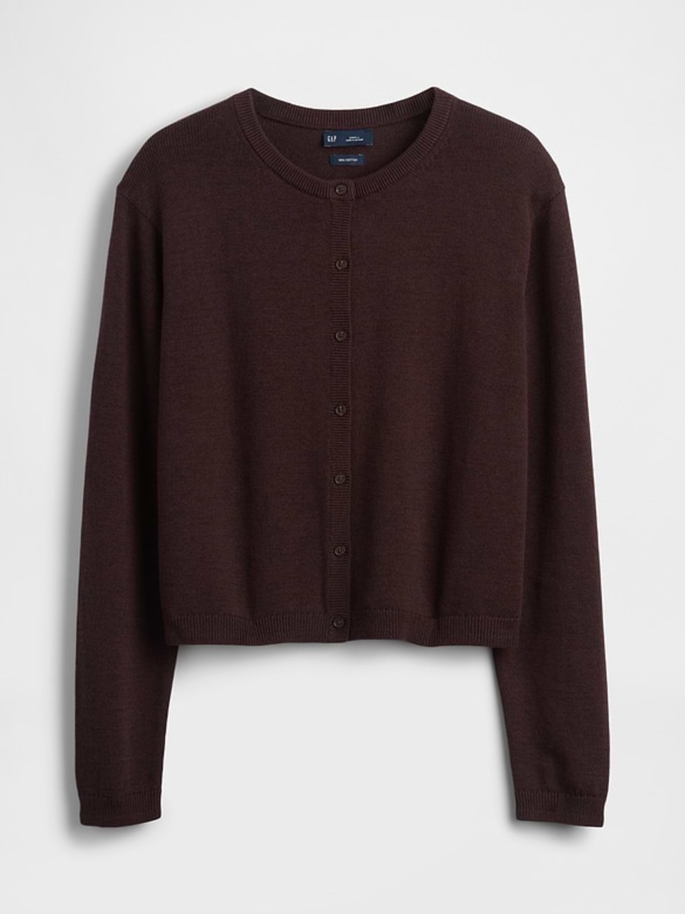 GAP 100% Cotton Relaxed Crop Cardigan Sweater Dark Brown Chocolate XXS NWT